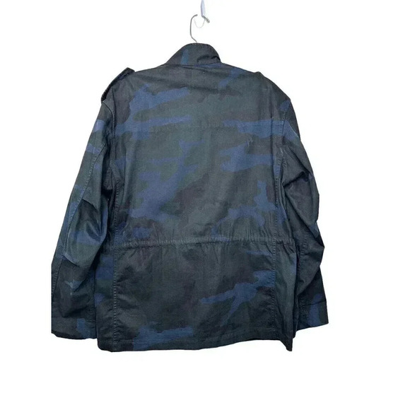 Nili Lotan Womens Jedd Jacket Coat Cotton Blue Camo Pointed Collar Size Medium - Picture 3 of 8